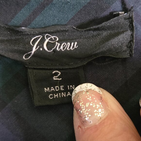 J.Crew Blackwatch Plaid Jewel Embellished Sustainable Cotton Blouse Size 2 - Picture 9 of 10